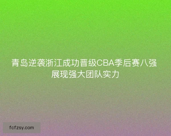 青岛逆袭浙江成功晋级CBA季后赛八强 展现强大团队实力